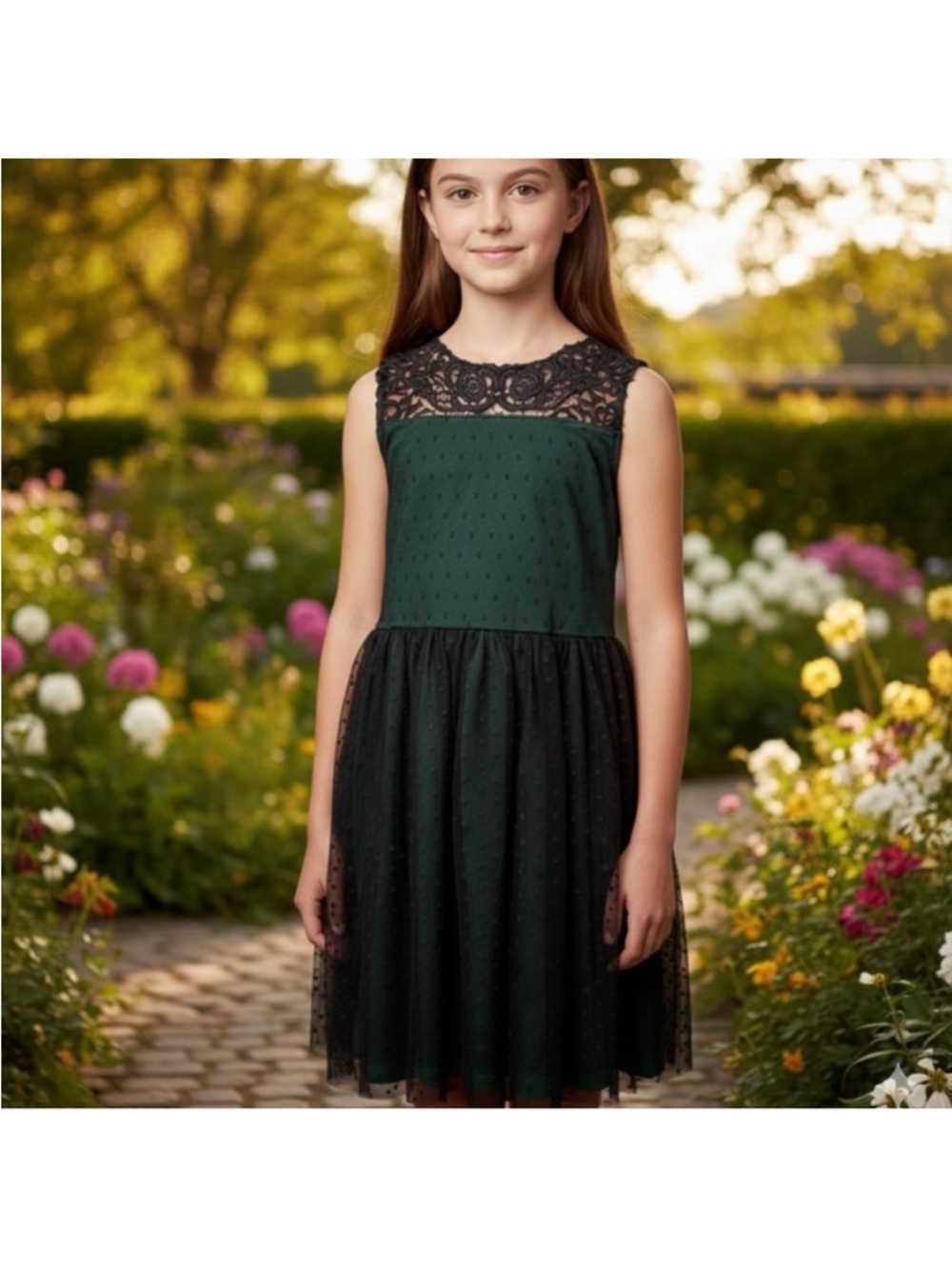Epic Threads Emerald Green and Black Kids Formal summer
Dress size XL